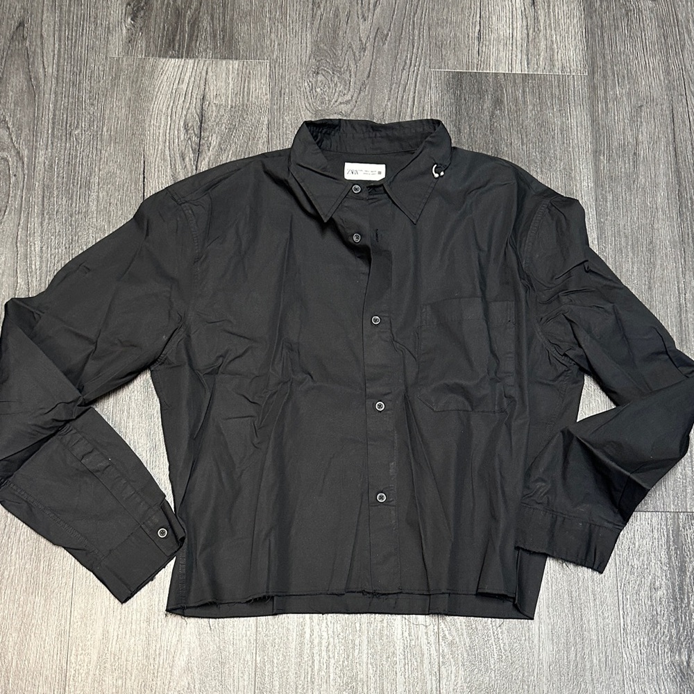 Zara Charcoal Button-Up Shirt